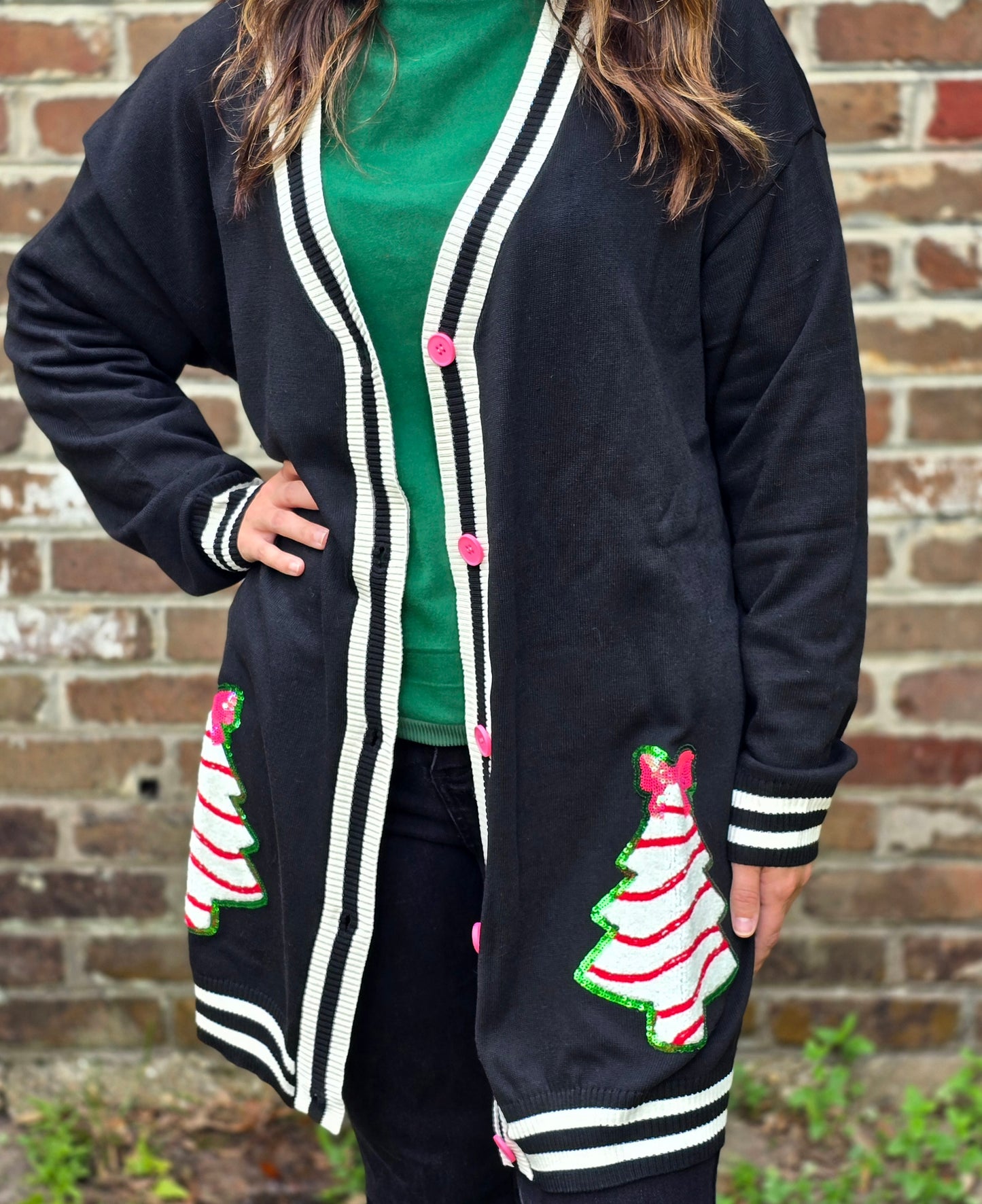 Bow Christmas Treat Long Cardigan