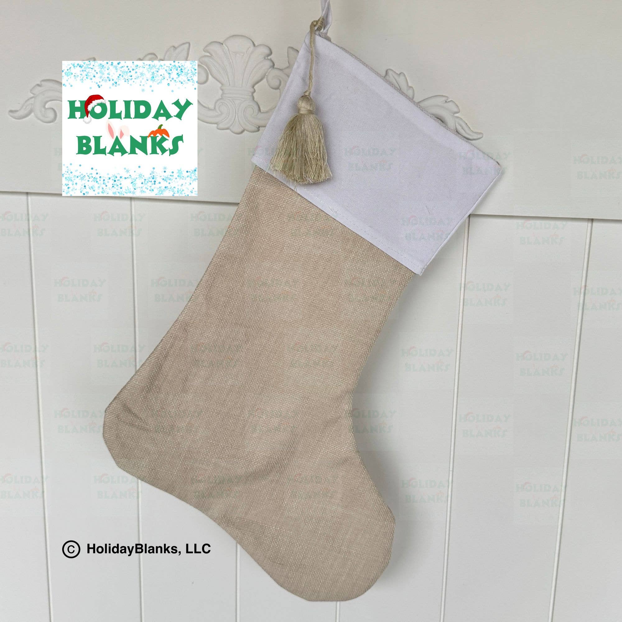 Linen stocking blanks with embroidered name included