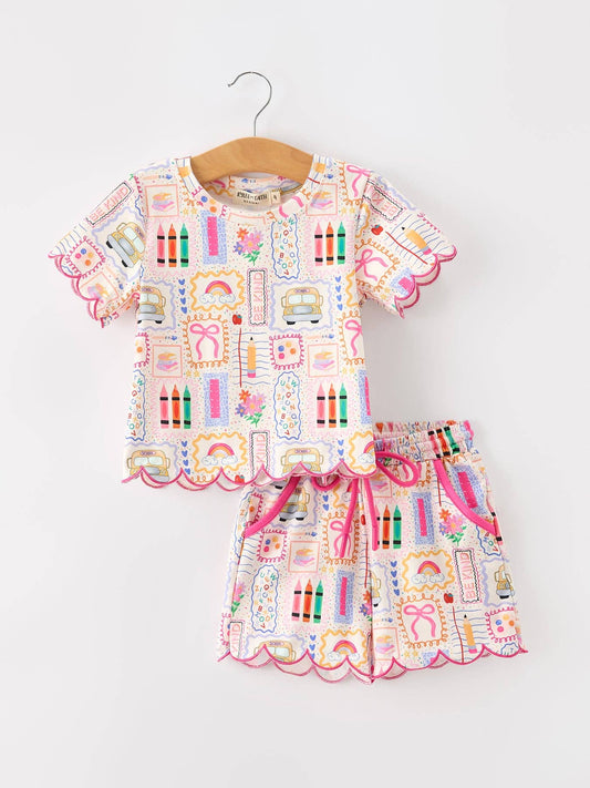 Back to School Scallop Short Set